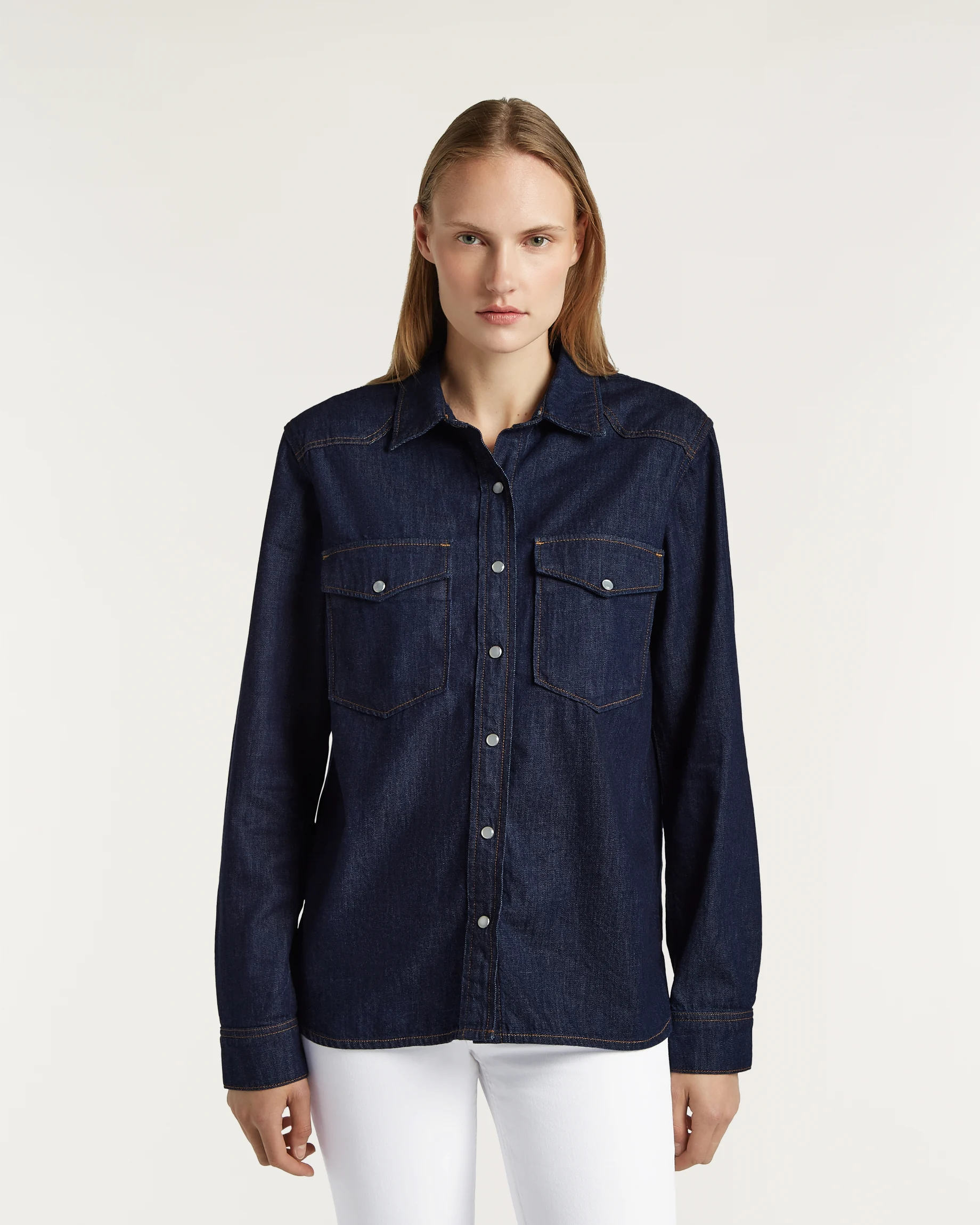 HANA DENIM SHIRT DARK BLUE