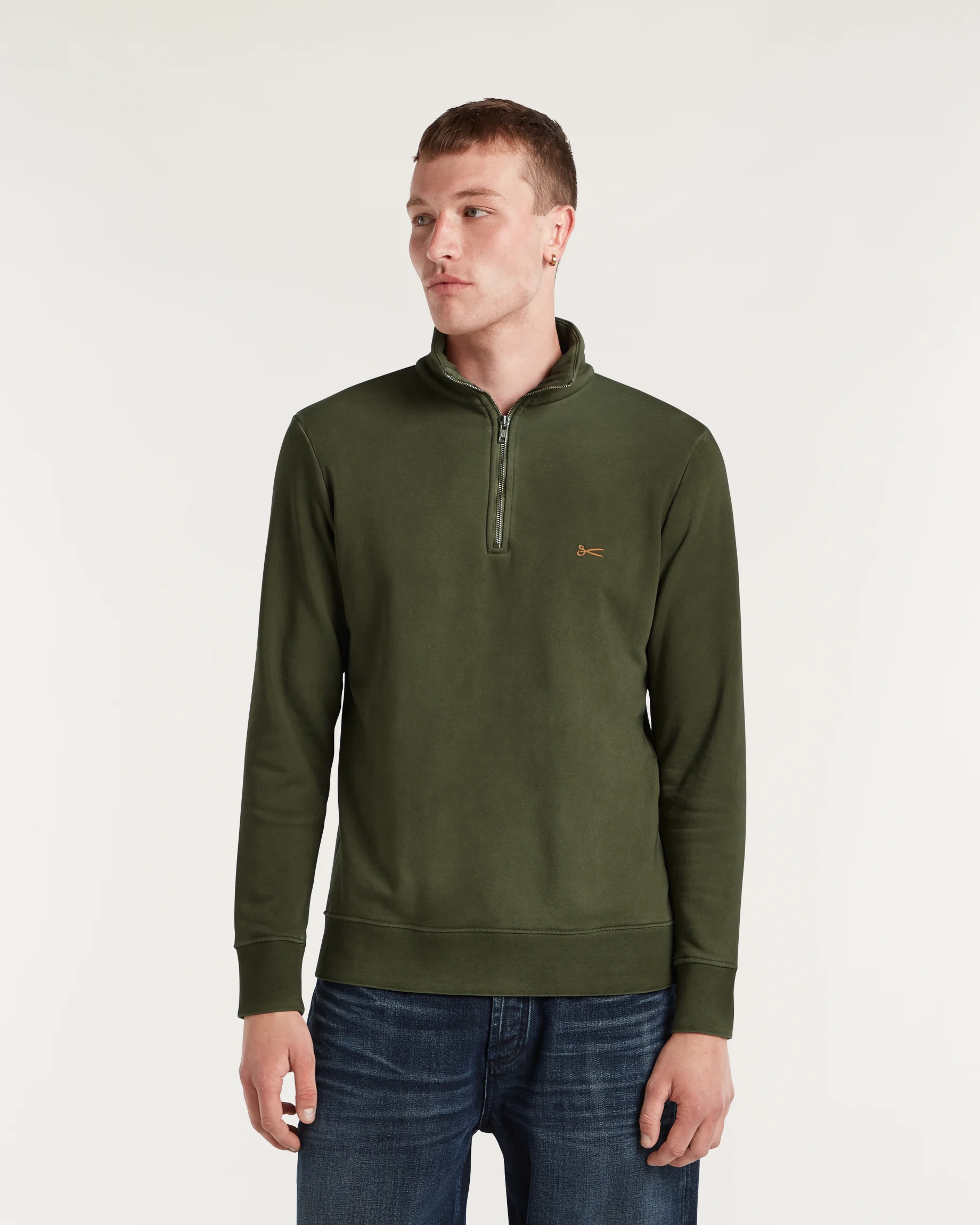 SCISSOR HALF ZIP DEEP GREEN