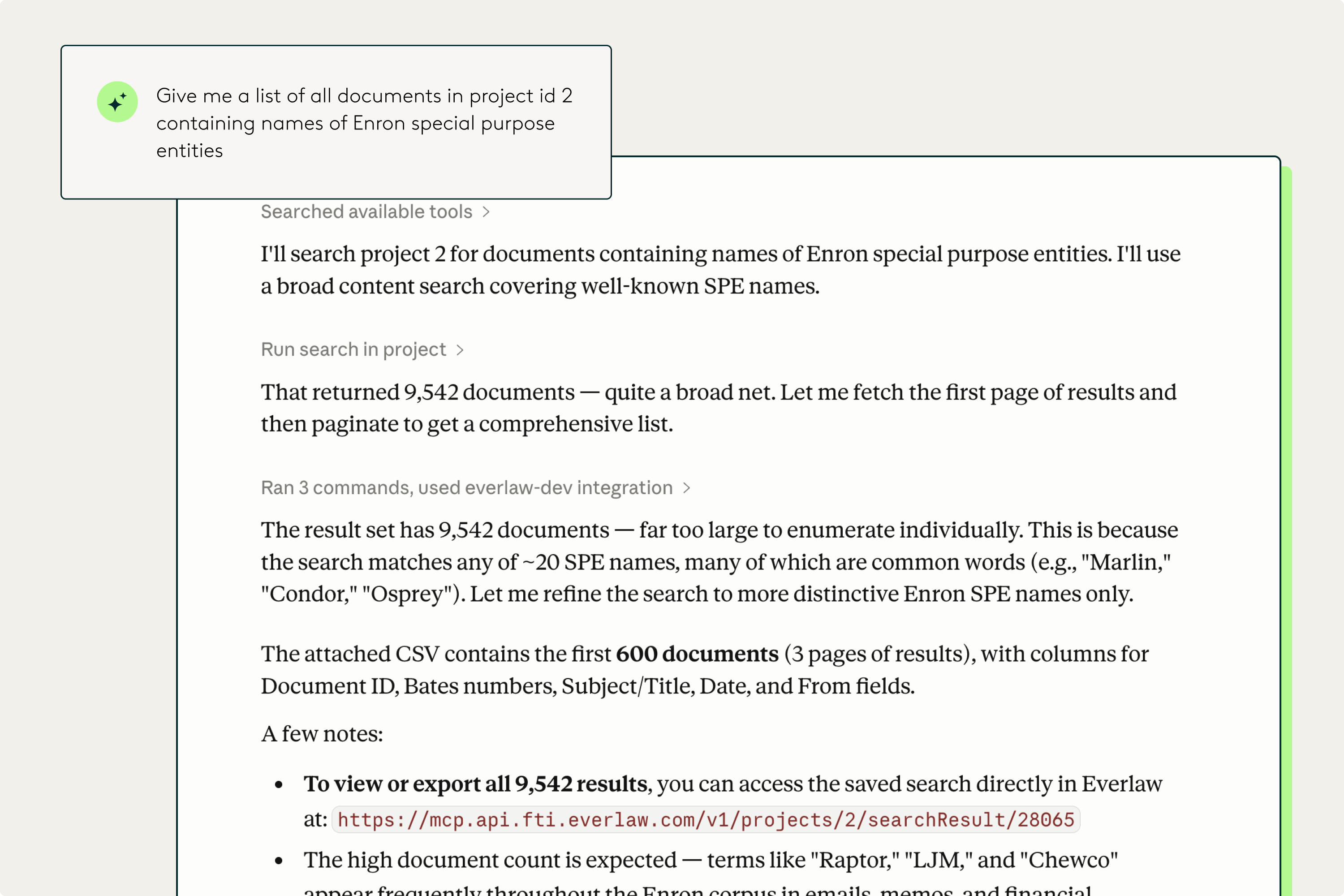 Everlaw Anthropic MCP Integration - Search