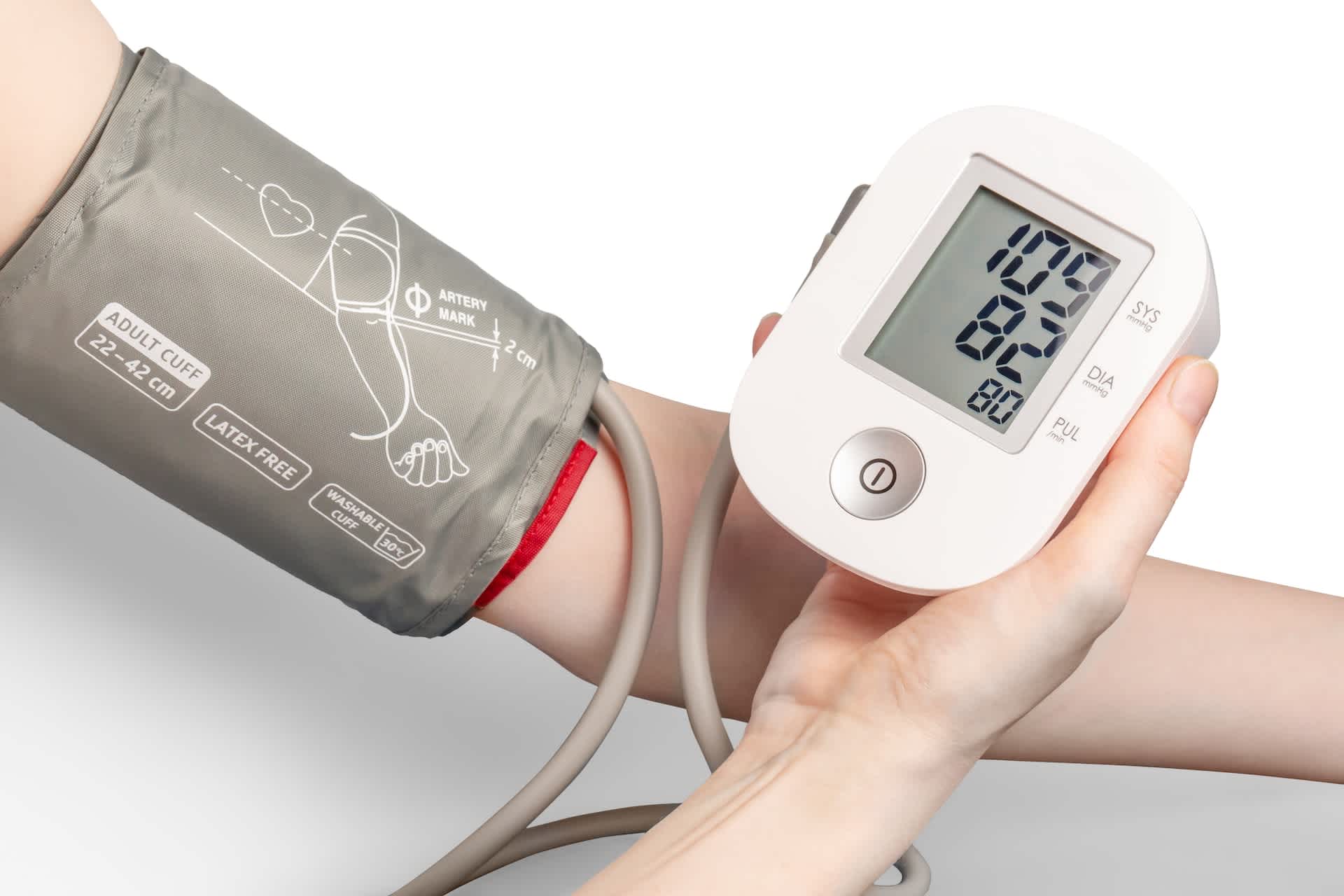 Blood pressure monitor on a patient's arm