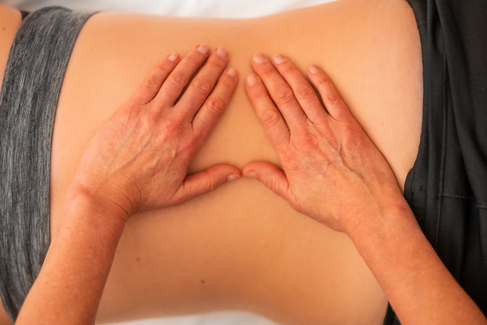 close up of lower back massage