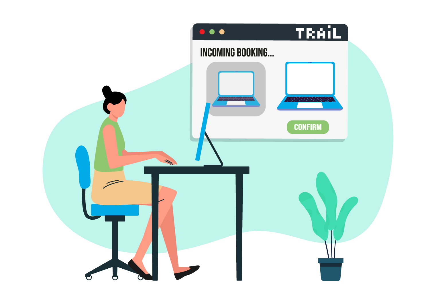 Incoming booking - laptop - illustration