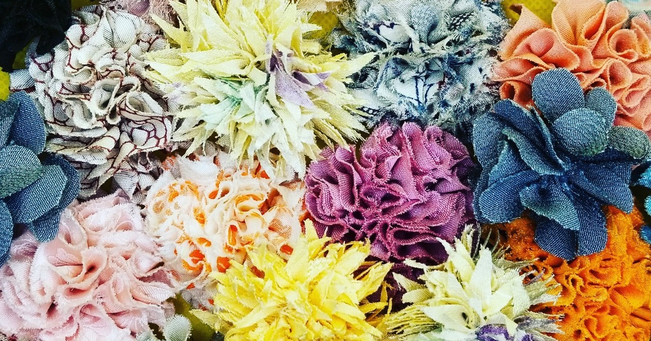 キモノヤーンで作るふわふわ布花のつくりかた Croccha