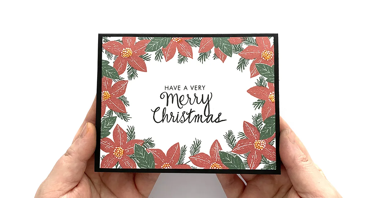 スタンプで作るポインセチアのクリスマスカード