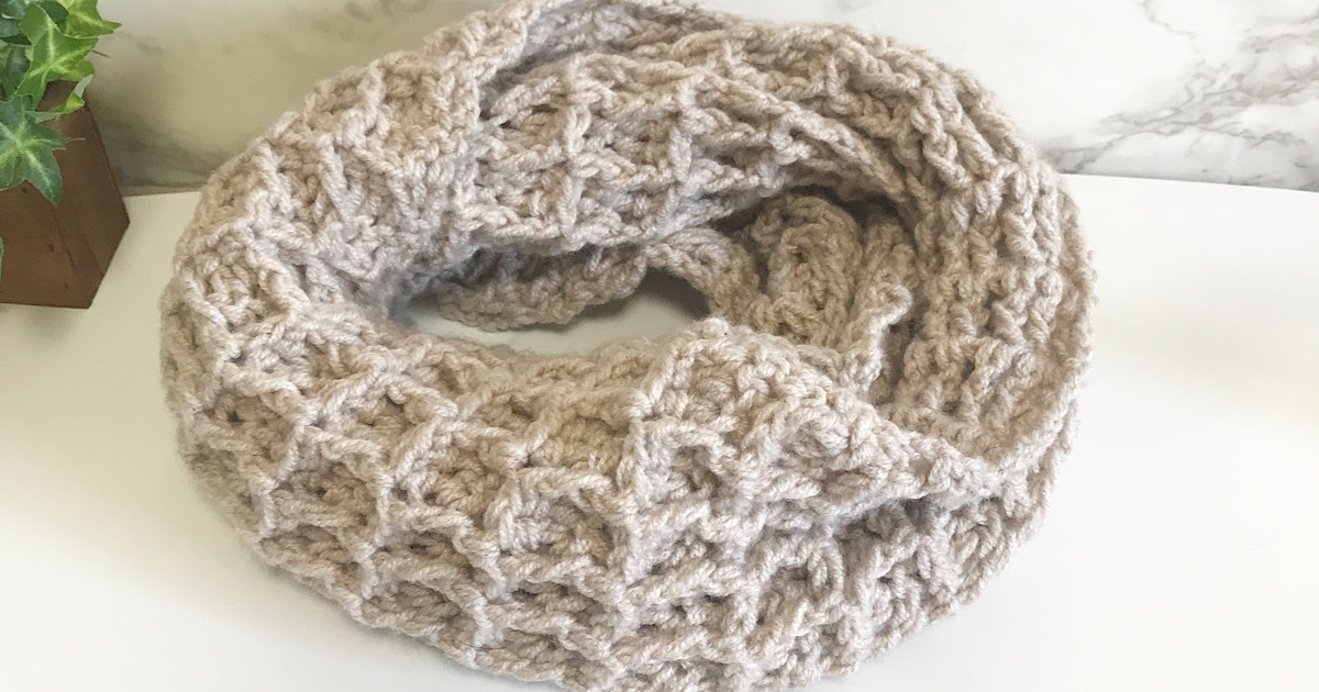 ふわふわワッフル模様のスヌードの編み方 | croccha