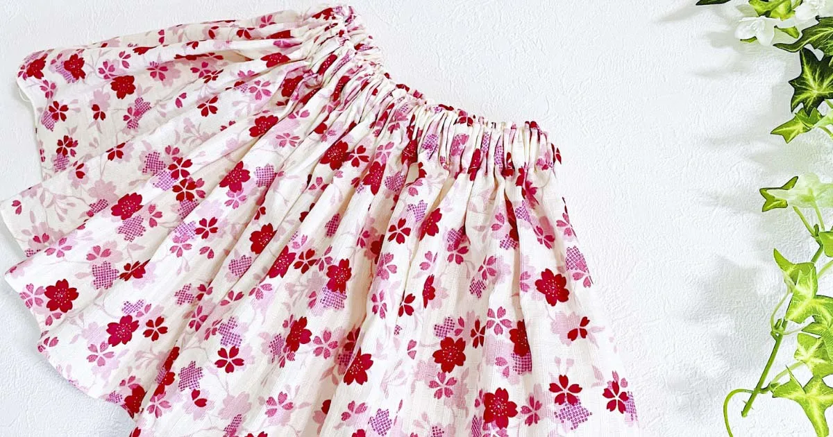 型紙なし！初心者さんにもおすすめの長方形の生地2枚で作る簡単＆可愛いギャザースカート