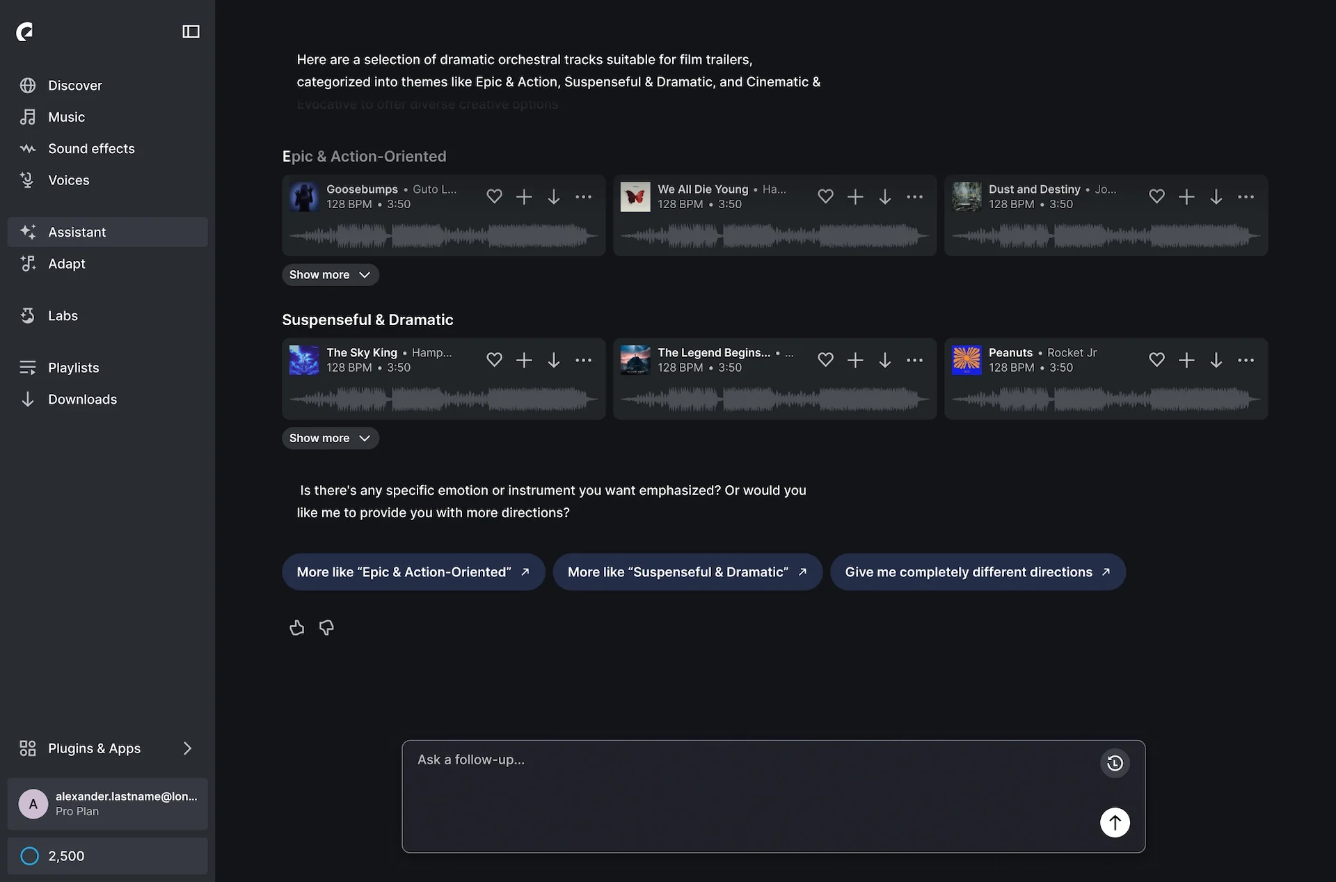 Using Assistant to find more sounds based on the initial search results.