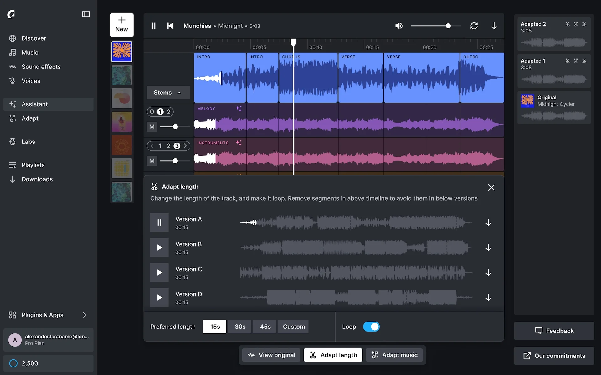 Adapt a music track's length, or loop it.