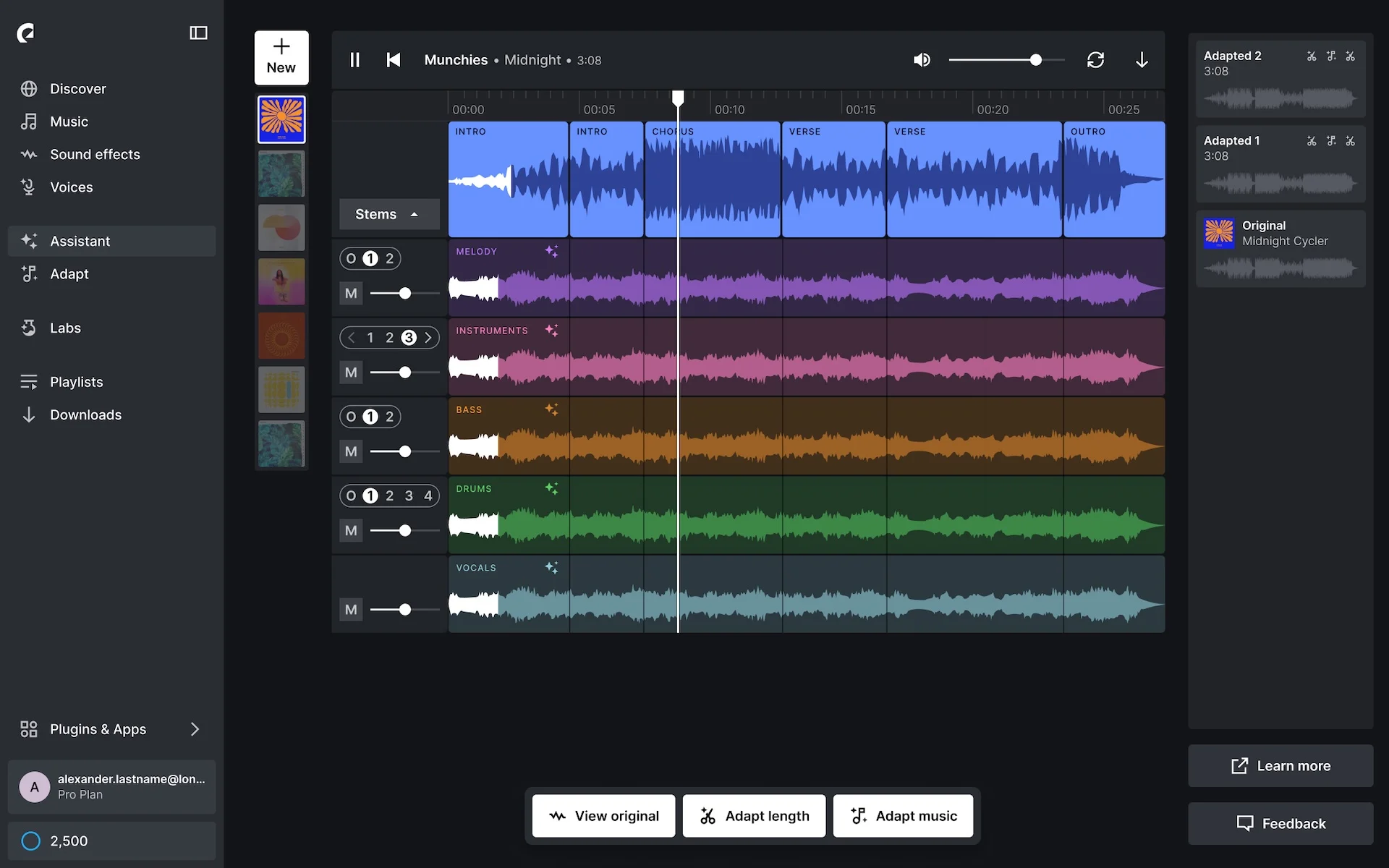 Adapting track stems.