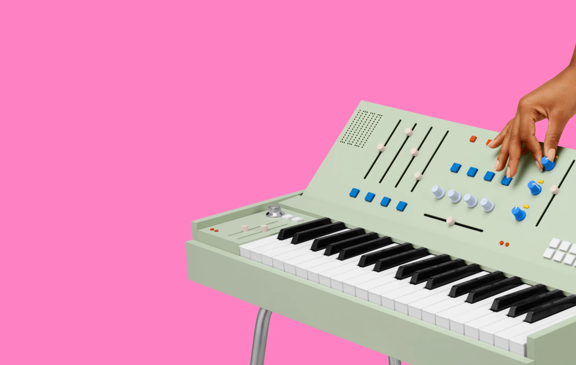 Nahaufnahme einer Hand auf Tasten