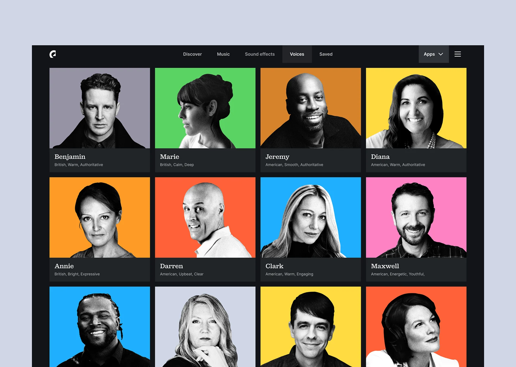 Choose a voice for your voiceover or use your own