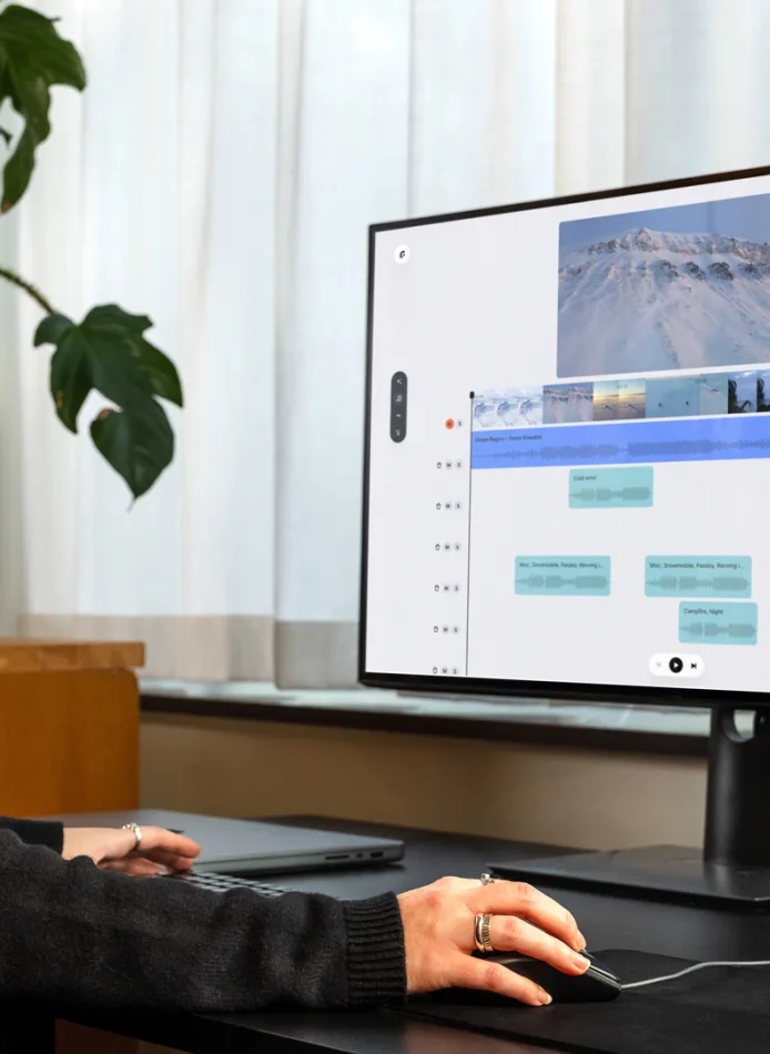 Die Epidemic Sound Studio-Nutzeroberfläche mit aktualisierten Kreativ- und Audiotools.