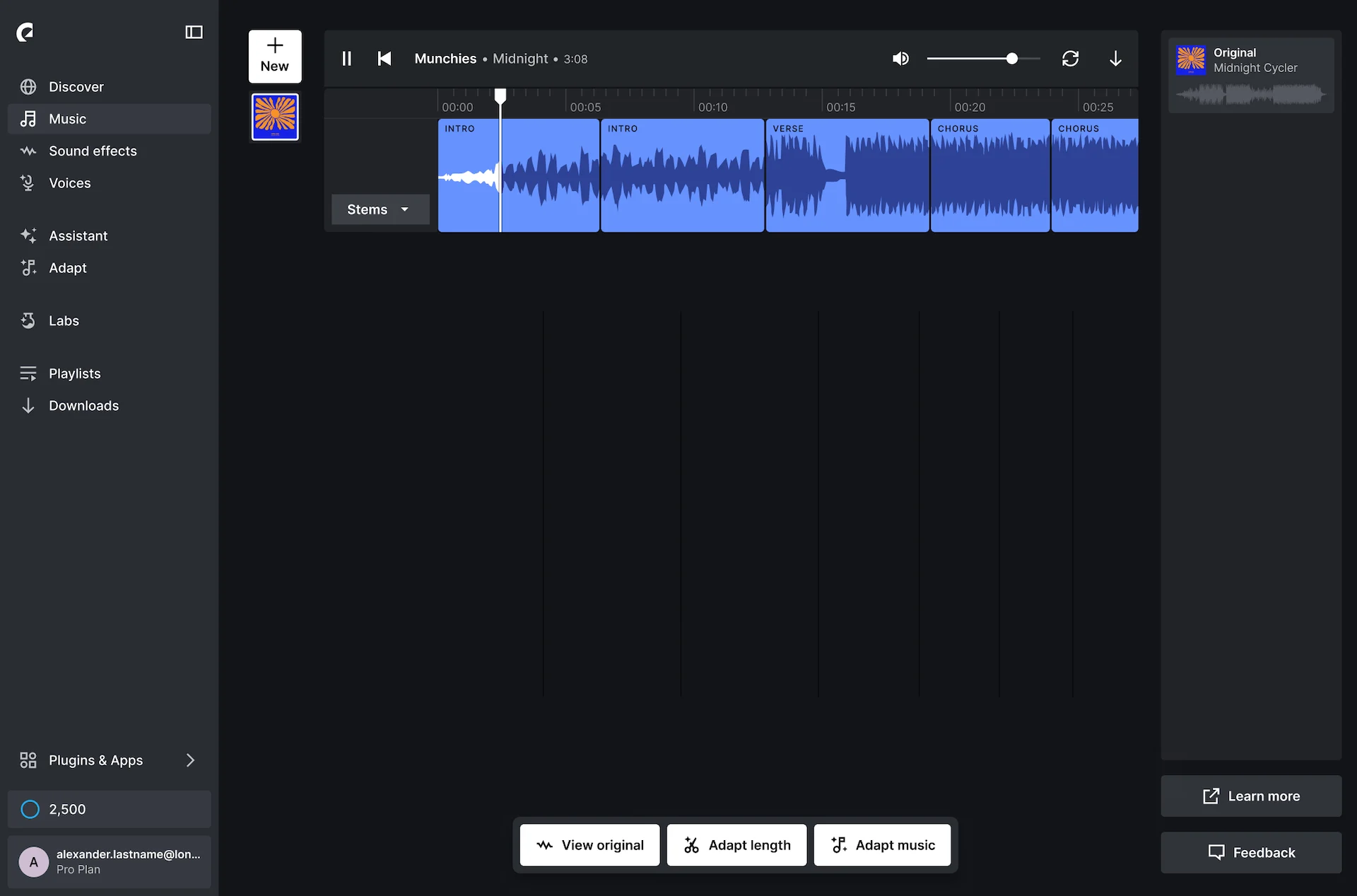 Adapting an Epidemic Sound track.