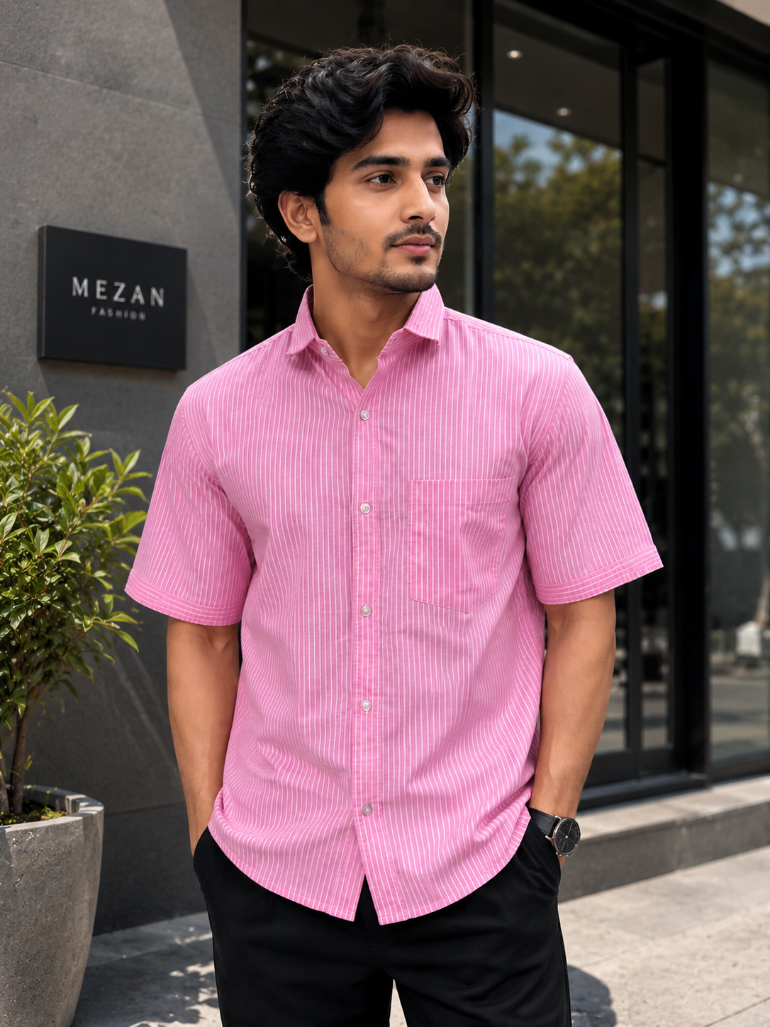Half Sleeve Pink Color Shirt