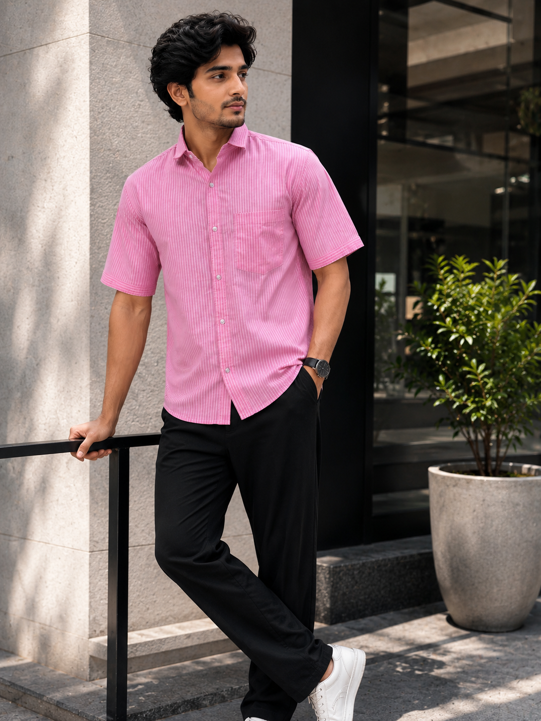 Half Sleeve Pink Color Shirt view 2