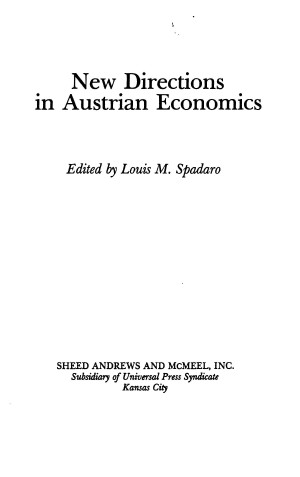 Title page from New Directions in Austrian Economics