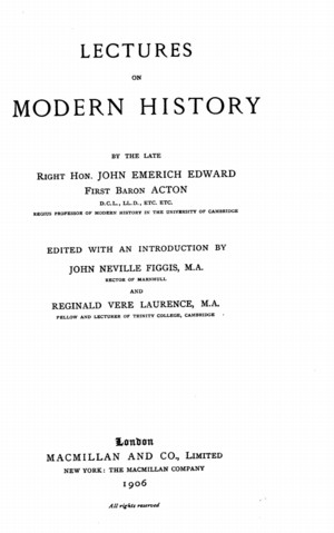 Title page from Lectures on Modern History
