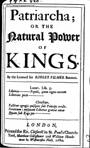 Title page from Patriarcha, or the Natural Power of Kings