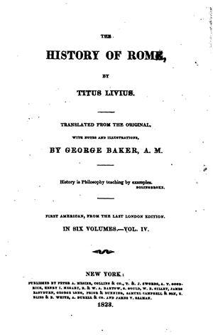 Title page from The History of Rome by Titus Livius, in 6 vols.