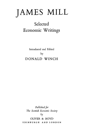 Title page from Selected Economic Writings