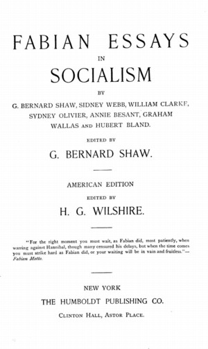 Title page from Fabian Essays in Socialism
