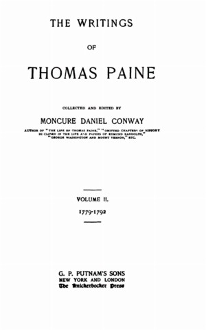 Title page from The Writings of Thomas Paine, Vol. II (1779-1792)