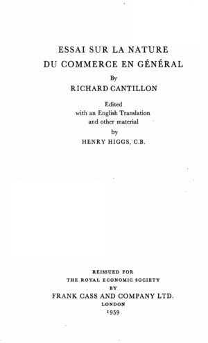 Title page from Essay on the Nature of Trade in General (Higgs ed.)