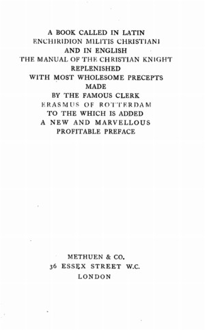 Title page from The Manual of a Christian Knight