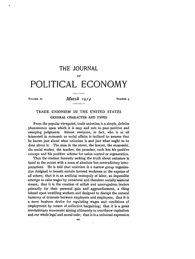 Title page from “Trade Unionism in the United States: General Character and Types”