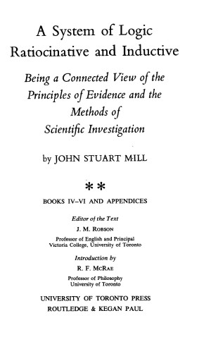 Title page from The Collected Works of John Stuart Mill, Volume VIII - A System of Logic Ratiocinative and Inductive Part II