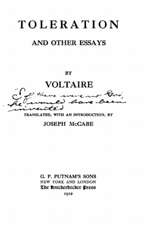Title page from Toleration and Other Essays