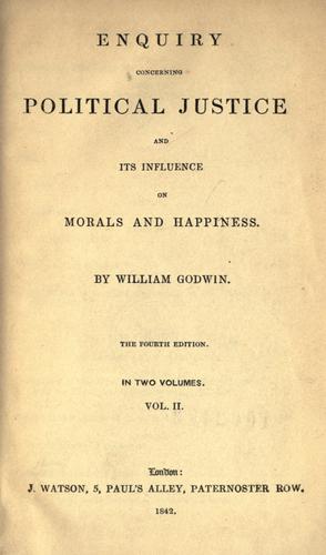 Title page from An Enquiry Concerning Political Justice, Vol. II.