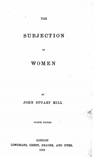 Title page from The Subjection of Women (1878 ed.)