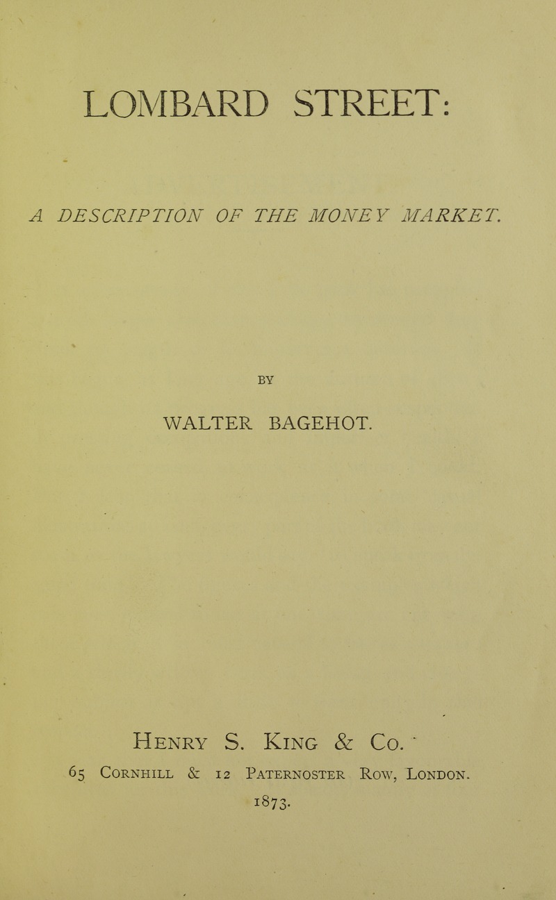 Title page from Lombard Street: A Description of the Money Market