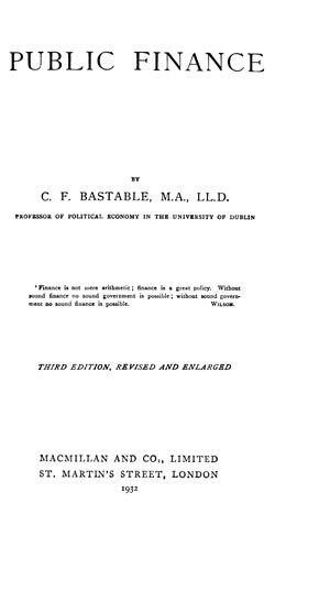 Title page from Public Finance