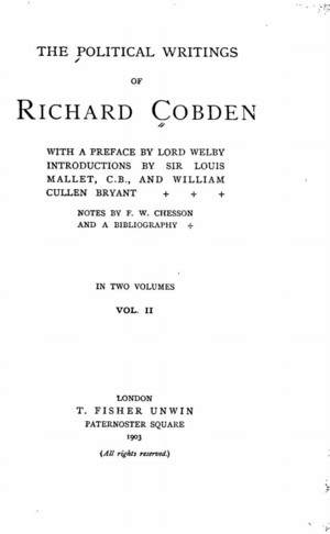 Title page from The Political Writings of Richard Cobden, vol. 2
