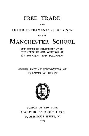 Title page from Free Trade and Other Fundamental Doctrines of the Manchester School