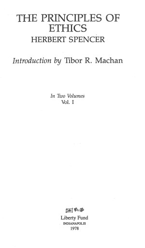Title page from The Principles of Ethics, vol. 1