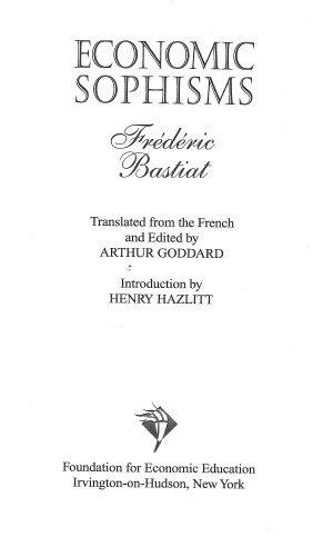 Title page from Economic Sophisms (FEE ed.)