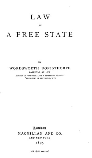 Title page from Law in a Free State
