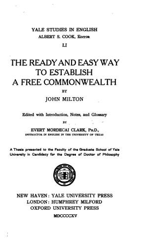 Title page from The Ready and Easy Way to Establish a Free Commonwealth