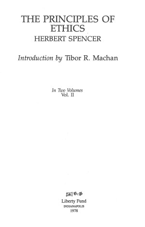 Title page from The Principles of Ethics, vol. 2