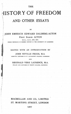 Title page from The History of Freedom and Other Essays