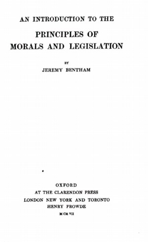 Title page from An Introduction to the Principles of Morals and Legislation