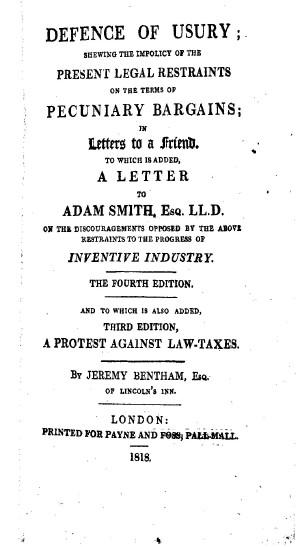 Title page from Defence of Usury