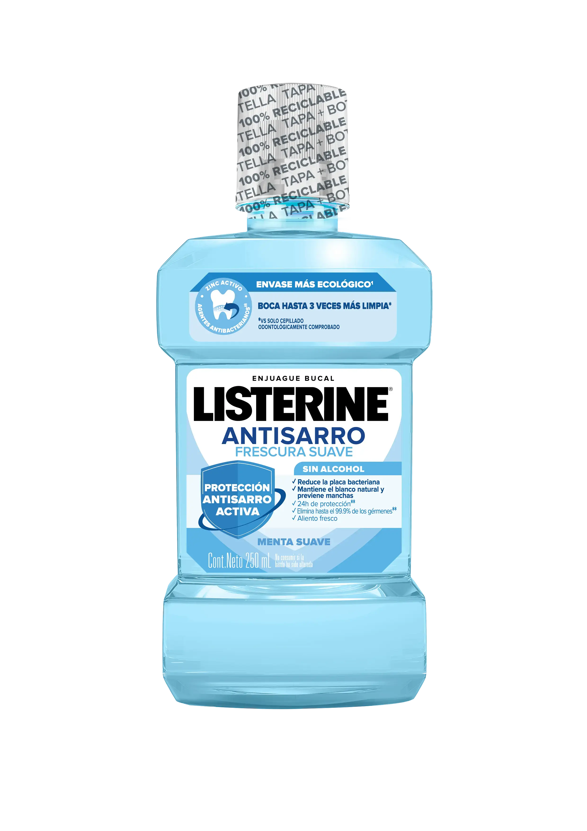 LISTERINE® ANTISARRO Frescura Suave Sin Alcohol botella 250ml