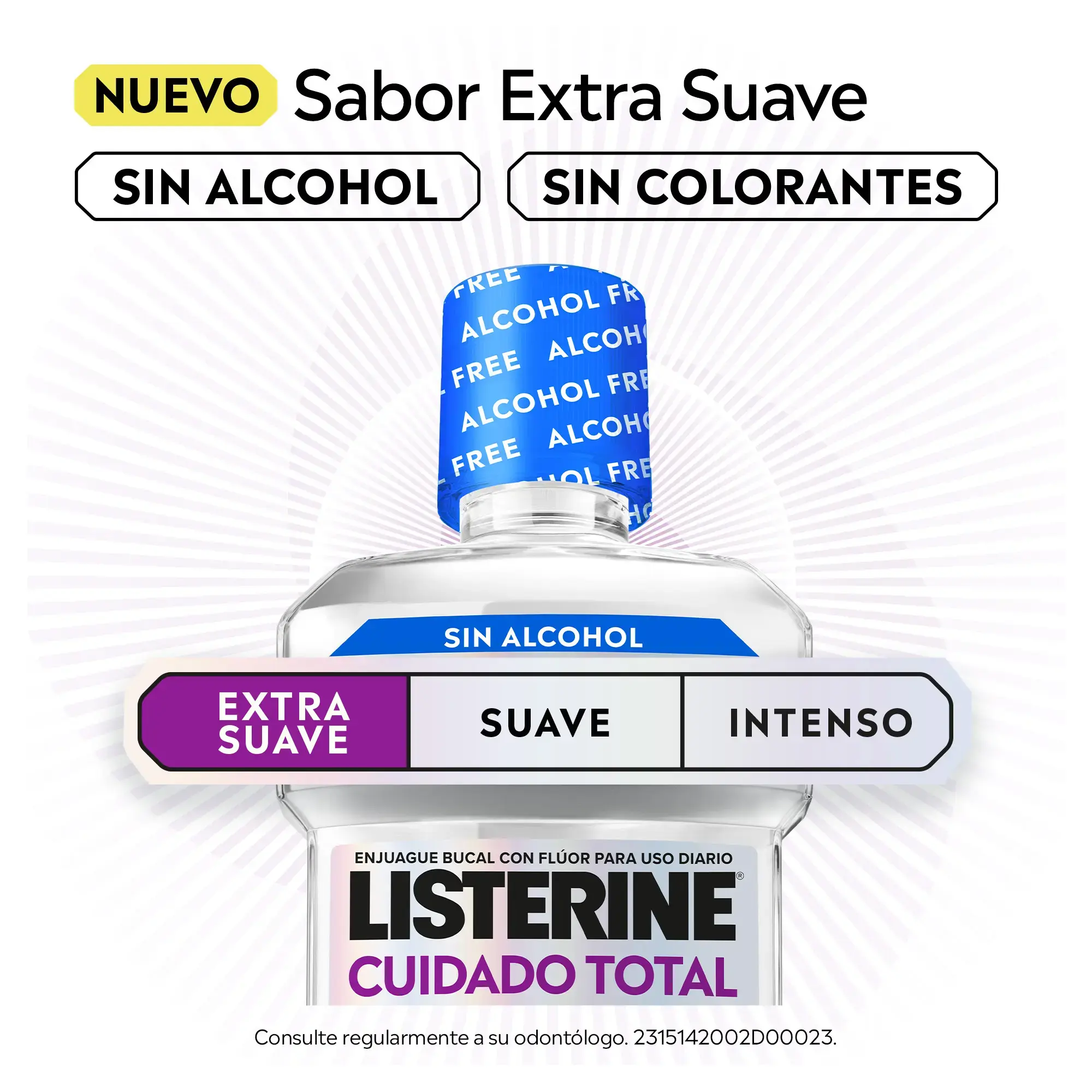 Enjuague Bucal LISTERINE® CUIDADO TOTAL Frescura Extra Suave Sin Alcohol