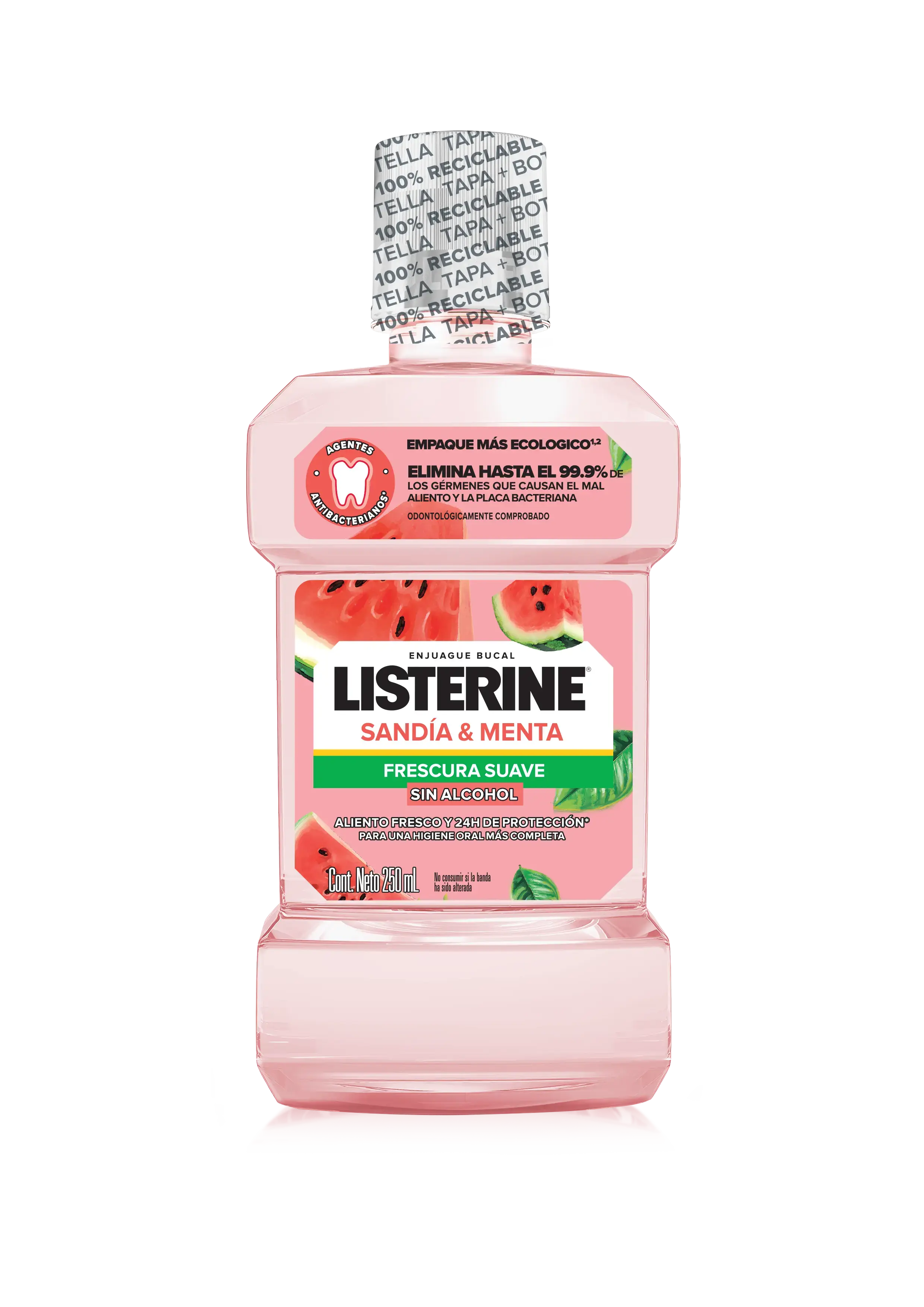 LISTERINE® SANDÍA & MENTA Frescura Suave Sin Alcohol botella 250ml