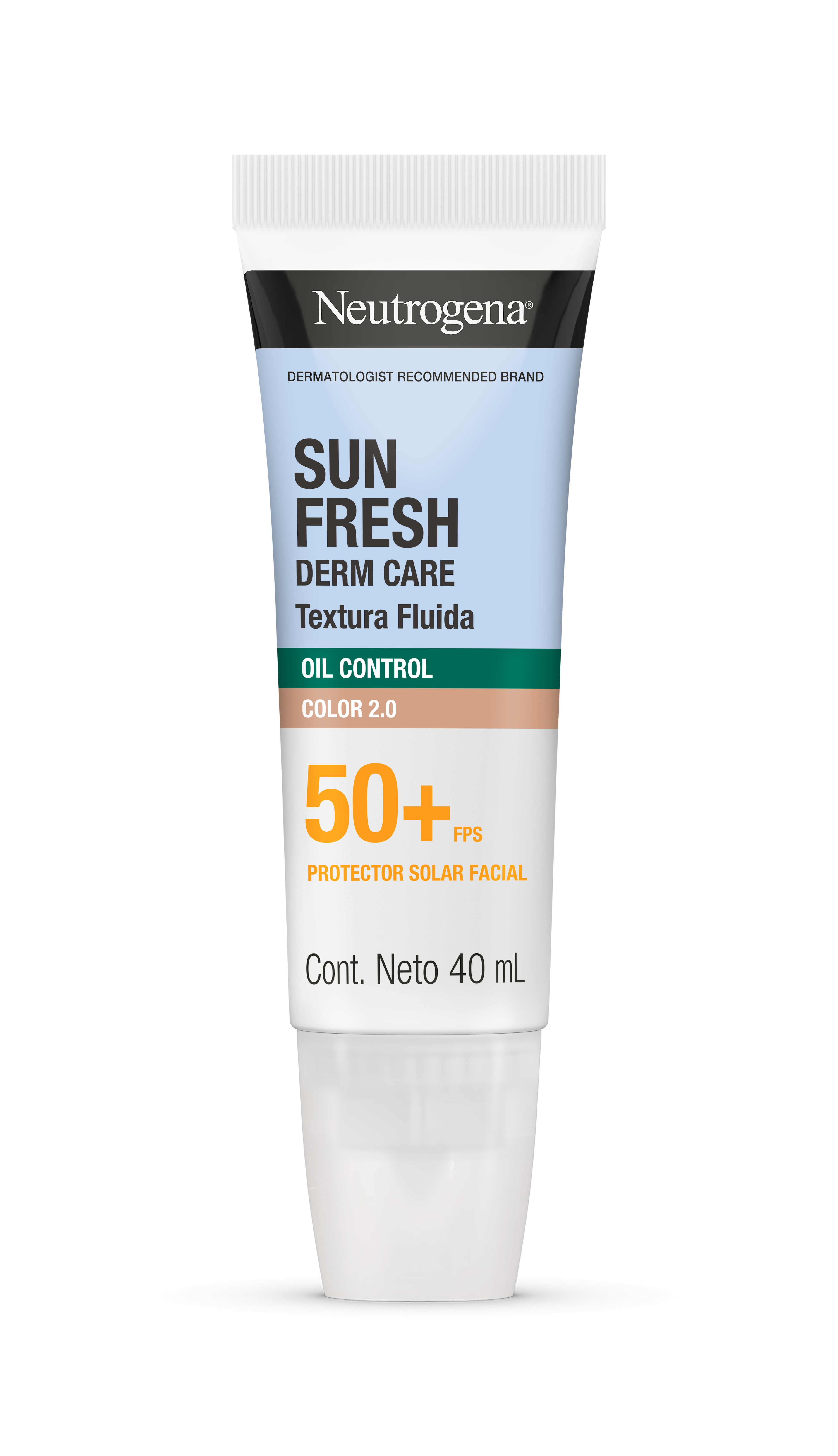 Protector Solar Facial Neutrogena Sun Fresh Oil Control Fluido Color 2.0 FPS 50+ 40 mL
