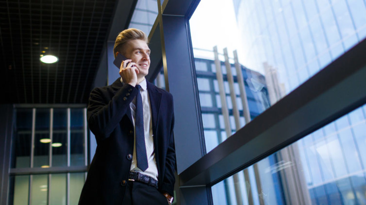 Man in suit talking business